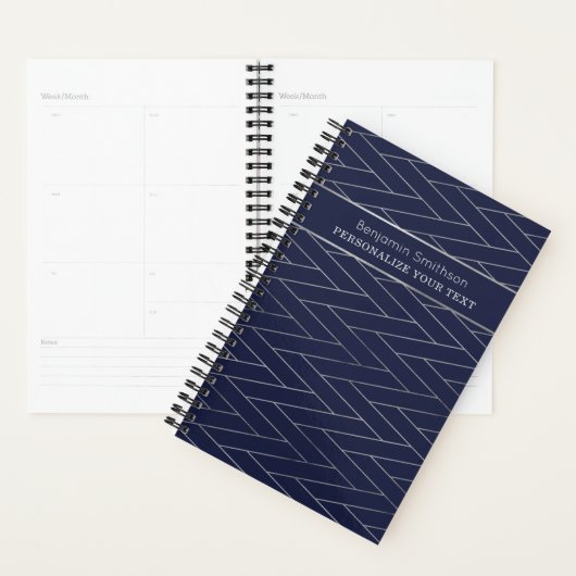 Klassieke Luxe Abstract Navyblauw Grijs Profession Planner (Display)