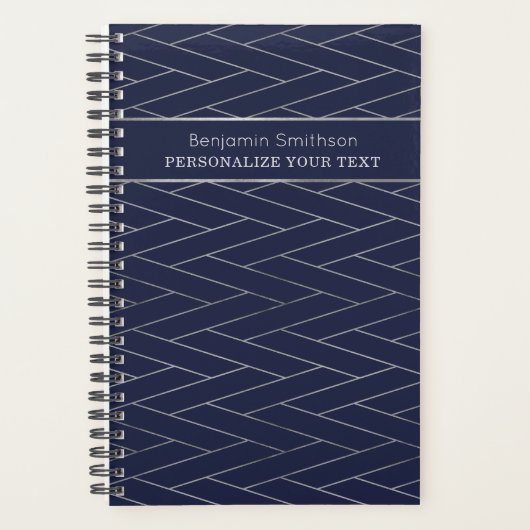 Klassieke Luxe Abstract Navyblauw Grijs Profession Planner (Voorkant)