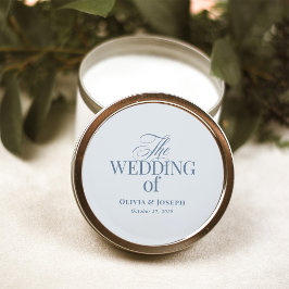 Klassieke Luxe | Elegant Licht Stofblauw Bruiloft Ronde Sticker