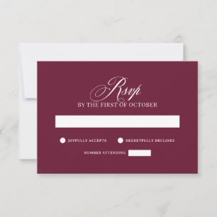 Klassieke Luxe   Elegante Burgundy Rode Trouwdag RSVP Kaartje