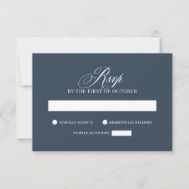Klassieke Luxe | Elegante Navy Blauwe Trouw RSVP Kaartje