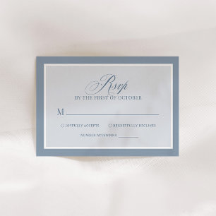 Klassieke Luxe Elegante Stofblauwe Bruiloft RSVP Kaartje