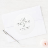 Klassieke Luxe Elegante Witte en Sage Green Weddin Ronde Sticker (Envelop)