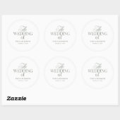 Klassieke Luxe Elegante Witte en Sage Green Weddin Ronde Sticker (Vel)