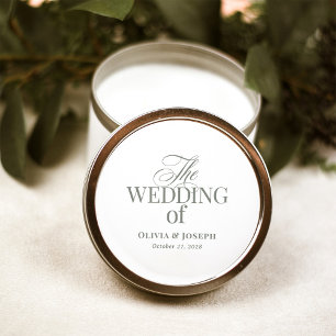 Klassieke Luxe Elegante Witte en Sage Green Weddin Ronde Sticker