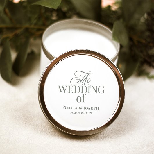 Klassieke Luxe Elegante Witte en Sage Green Weddin Ronde Sticker