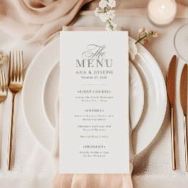 Klassieke Luxe Elegante Witte en Saliegroene Trouw Menu