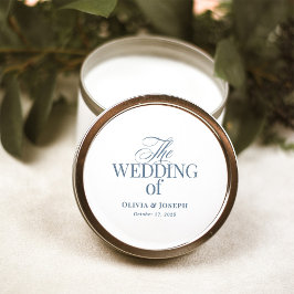 Klassieke Luxe Elegante Witte en Stofblauwe Huweli Ronde Sticker