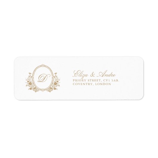 Klassieke Luxe Gold Monogram Return Address Labels (Voorkant)