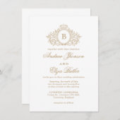 Klassieke Luxe Gold Monogram Weddenschap Kaart (Voorkant / Achterkant)