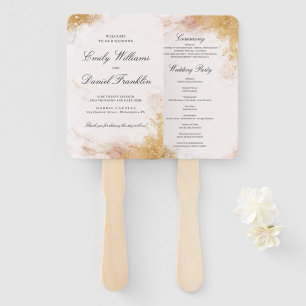 Klassieke Luxe Marble Wedding Program Fan Handwaaier