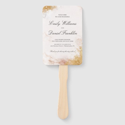 Klassieke Luxe Marble Wedding Program Fan Handwaaier (Voorkant)