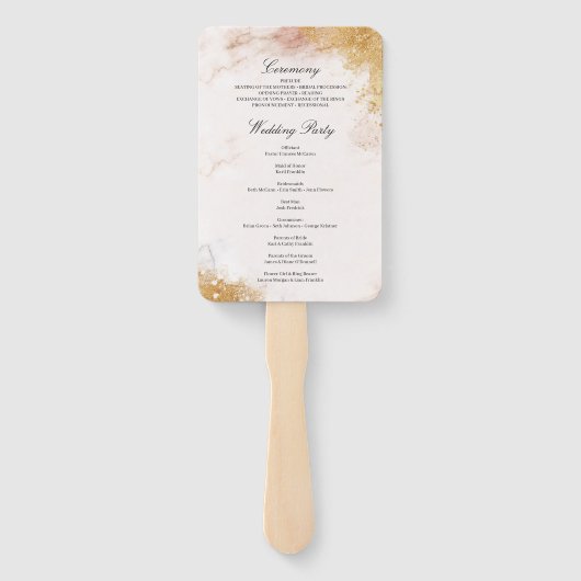 Klassieke Luxe Marble Wedding Program Fan Handwaaier (Achterkant)
