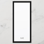 Klassieke Luxe Moderne Zwarte en Witte Rand Bruilo Menu (Achterkant)