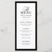 Klassieke Luxe Moderne Zwarte en Witte Rand Bruilo Menu (Voorkant)