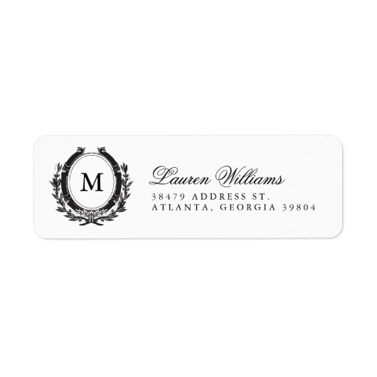Klassieke Luxe Monogram Return Address Labels (Voorkant)