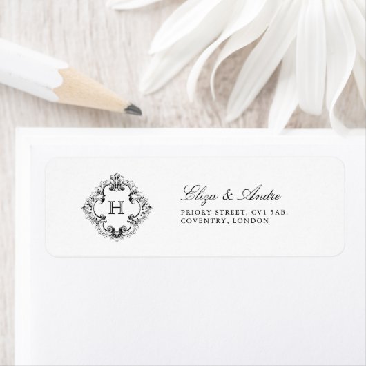 Klassieke Luxe Monogram Return Address Labels (Insitu)