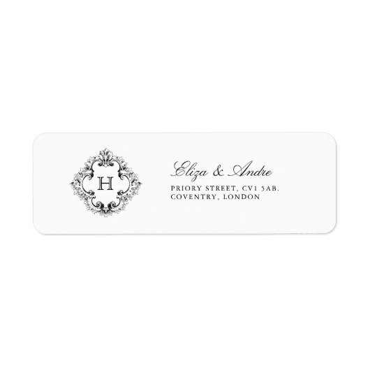 Klassieke Luxe Monogram Return Address Labels (Voorkant)