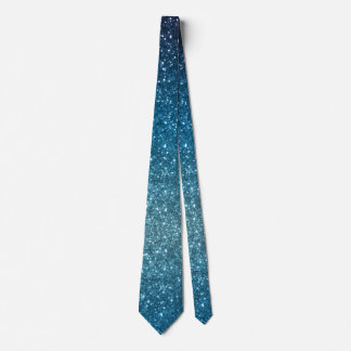 Klassieke luxe Sparkly Ocean Blue Ombre Glitter Stropdas