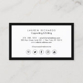 Klassieke Luxe zwart-wit met sociale media Visitekaartje (Achterkant)