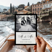 Klassieke Luxe Zwart-Wit Trouwaankondiging Kaart