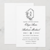 Klassieke Luxe Zwarte Monogram Trouwkaart Kaart (Voorkant / Achterkant)