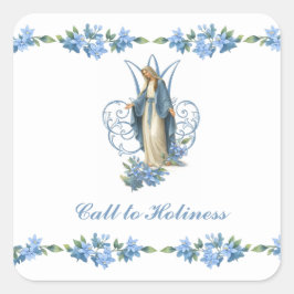 Klassieke Maagd Maria Katholieke Bloemige Religieu Vierkante Sticker