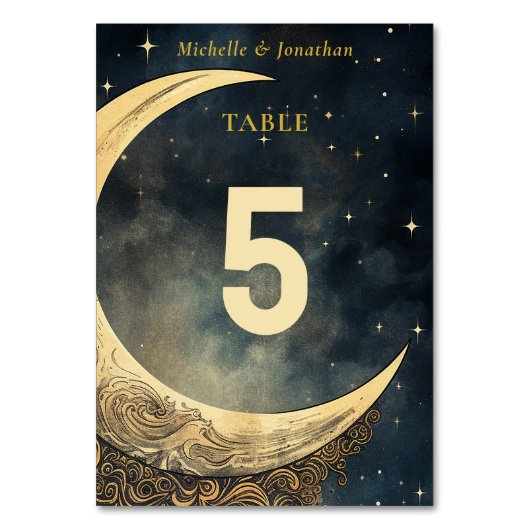 Klassieke maan- en sterrenhemel bruiloft kaart (Achterkant)