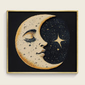 Klassieke Maan - Slaap Maan - Donkerblauw Poster