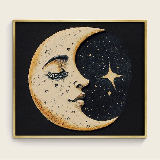 Klassieke Maan - Slapende Maan - Donkerblauw Poster