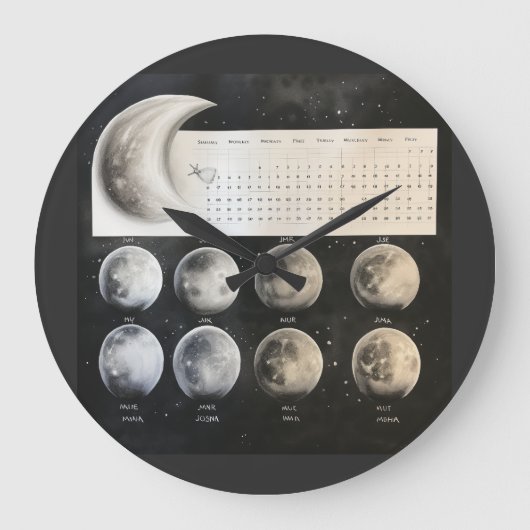 Klassieke maanfasen - Retro Celestial Calendar PR Grote Klok (Voorkant)