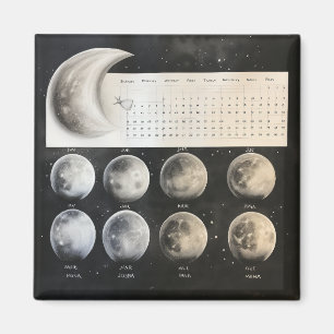Klassieke maanfasen - Retro Celestial Calendar PR Magneet