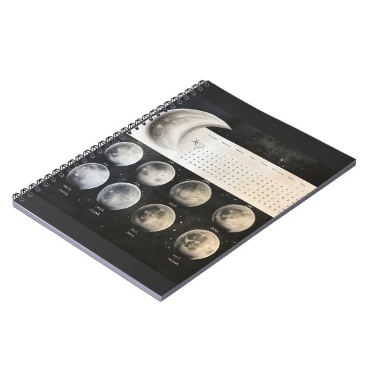 Klassieke maanfasen - Retro Celestial Calendar PR Notitieboek (Linkerzijde)