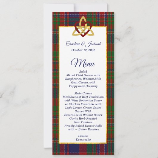Klassieke MacDonald Tartan Wedding Menu Uitnodigin Kaart (Voorkant)