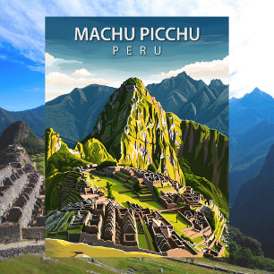 Klassieke Machu Picchu Inca Reis Kunst Briefkaart