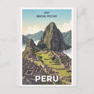 Klassieke Machu Picchu Peru Retro Reis Briefkaart