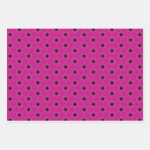 Klassieke Magenta Roze Zwart Pin-hole & Polka Dot Inpakpapier Vel (Voorkant)