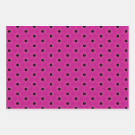Klassieke Magenta Roze Zwart Pin-hole & Polka Dot Inpakpapier Vel