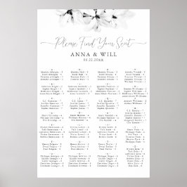 Klassieke Magnolia Zwart Wit Alfabetische Zitplaat Poster