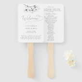 Klassieke Magnolia Zwart Wit Art Trouwprogramma Handwaaier (Voorkant en achterkant)