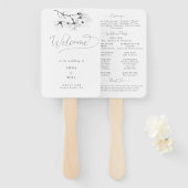 Klassieke Magnolia Zwart Wit Huwelijksprogramma Handwaaier (Voorkant en achterkant)