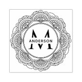 KLASSIEKE  MANDALA AANGEPASTE MONOGRAM FAMILIENAAM RUBBERSTEMPEL (Afrduk)