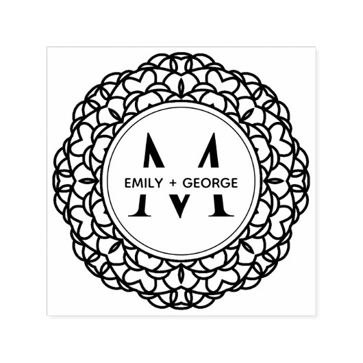 KLASSIEKE  MANDALA AANGEPASTE MONOGRAM FAMILIENAAM  ZELFINKTENDE STEMPEL (Design)