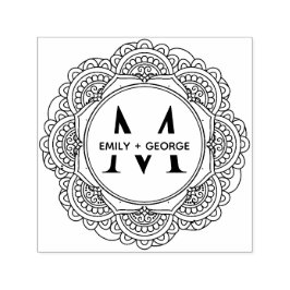 KLASSIEKE  MANDALA AANGEPASTE MONOGRAM FAMILIENAAM  ZELFINKTENDE STEMPEL