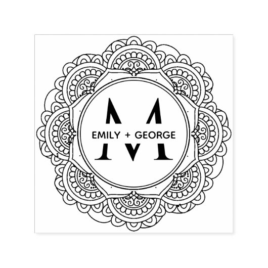 KLASSIEKE MANDALA AANGEPASTE MONOGRAM FAMILIENAAM ZELFINKTENDE STEMPEL (Design)