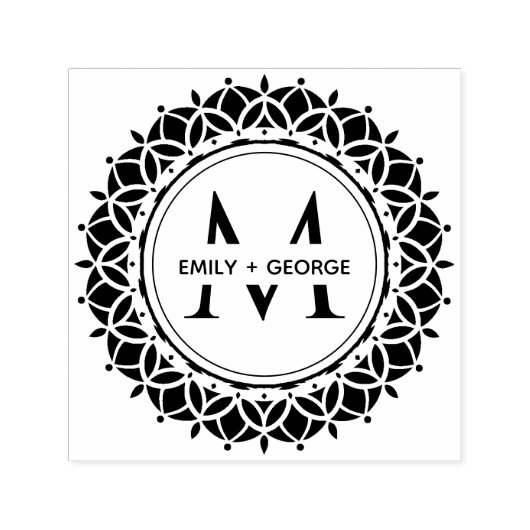 KLASSIEKE  MANDALA AANGEPASTE MONOGRAM FAMILIENAAM  ZELFINKTENDE STEMPEL (Design)