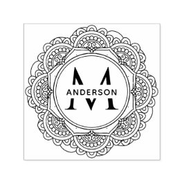KLASSIEKE  MANDALA AANGEPASTE MONOGRAM FAMILIENAAM  ZELFINKTENDE STEMPEL