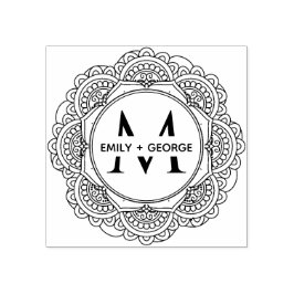 KLASSIEKE  MANDALA CUSTOM MONOGRAM BRUILOFT RUBBERSTEMPEL