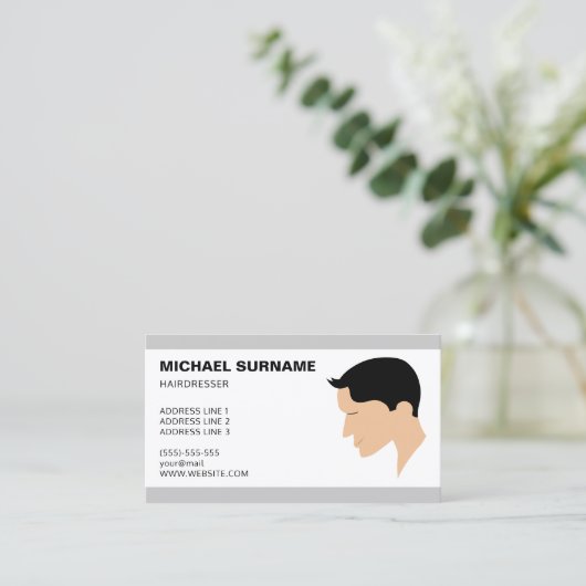 Klassieke Mannen Haircut Illustratie Barber Visitekaartje (Staand voorkant)