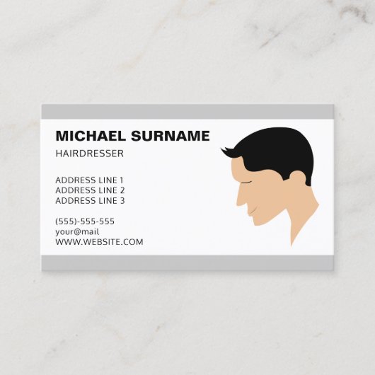 Klassieke Mannen Haircut Illustratie Barber Visitekaartje (Voorkant)